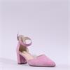 Gabor Gala Ankle Strap Block Heel Court - Pink Suede