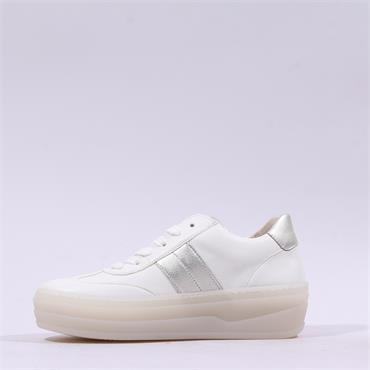 Gabor Steam Platform Gumsole Trainer - White Gold