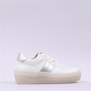 Gabor Steam Platform Gumsole Trainer - White Gold