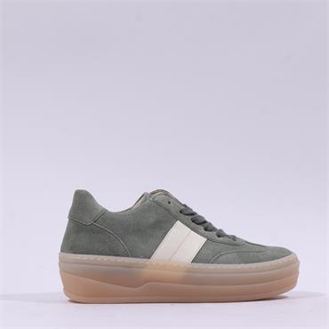 Gabor Steam Platform Gumsole Trainer - Green Suede