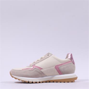 Gabor Hollywell Side Zip Lace Trainer - Beige Pink