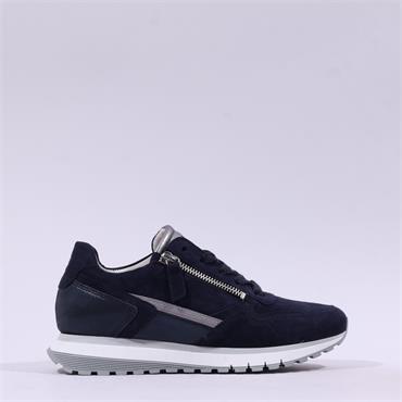 Gabor Hollywell Side Zip Lace Trainer - Navy Combi