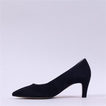 Gabor Daze Mid Heel Pointed Court Shoe - Dark Navy Suede