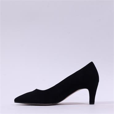Gabor Daze Mid Heel Pointed Court Shoe - Black Suede