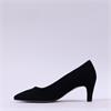 Gabor Daze Mid Heel Pointed Court Shoe - Black Suede