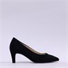 Gabor Daze Mid Heel Pointed Court Shoe - Black Suede