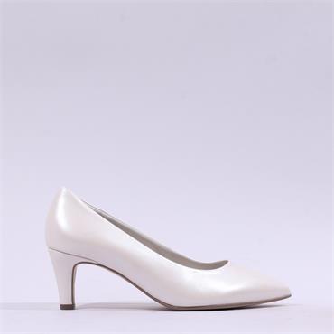 Gabor Daze Mid Heel Pointed Court Shoe - Pearl White