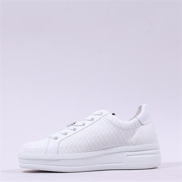 Gabor Kara Side Zip Laced Trainer - White Leather