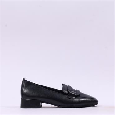 Gabor Great Low Block Heel Loafer - Black Leather