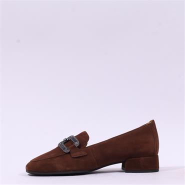 Gabor Gift Block Heel Jewel Loafer - Cognac Suede