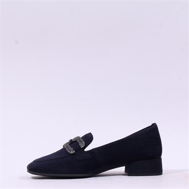 Gabor Gift Block Heel Jewel Loafer - Dark Navy Suede