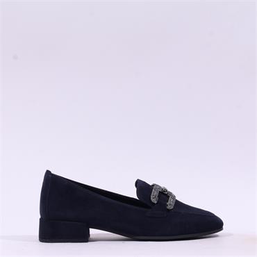 Gabor Gift Block Heel Jewel Loafer - Dark Navy Suede