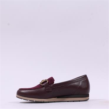 Gabor Banner Low Wedge Link Loafer - Mulberry Leather