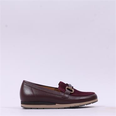 Gabor Banner Low Wedge Link Loafer - Mulberry Leather