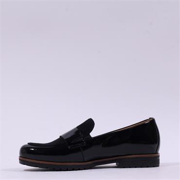 Gabor Elder Slip On Classic Loafer - Black Patent Combi
