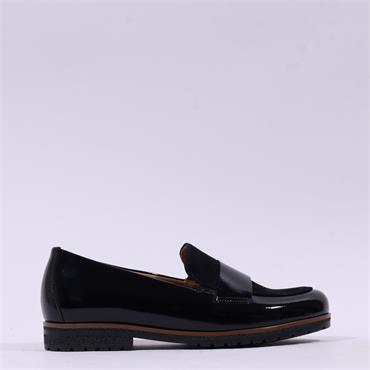 Gabor Elder Slip On Classic Loafer - Black Patent Combi