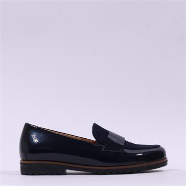 Gabor Elder Slip On Classic Loafer - Navy Patent Combi