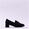 Gabor Norma Block Heel Link Loafer - Black Suede