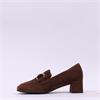 Gabor Norma Block Heel Link Loafer - Brown Suede