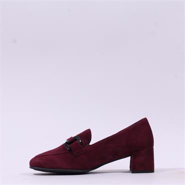 Gabor Norma Block Heel Link Loafer - Mulberry Suede