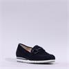 Gabor Baby Low Wedge Link Loafer - Dark Navy Suede