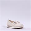 Gabor Baby Low Wedge Link Loafer - Cream Leather