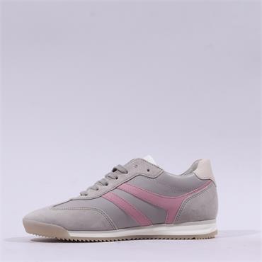 Gabor Novello T Toe Retro Laced Trainer - Grey Pink