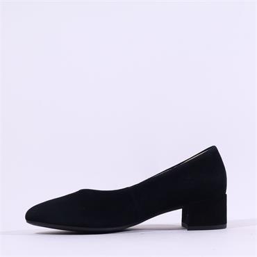 Gabor Dixie Low Heel Court Shoe - Black Suede