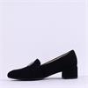 Gabor Dayana Block Heel Plate Loafer - Black Suede