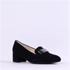 Gabor Dayana Block Heel Plate Loafer - Black Suede
