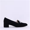 Gabor Dayana Block Heel Plate Loafer - Black Suede