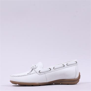 Gabor Evie Slip On Bow Tie Loafer - White Leather