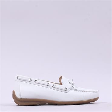 Gabor Evie Slip On Bow Tie Loafer - White Leather