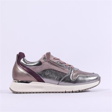 Gabor Palace Sidezip Lace Trainer - Metallic Combi
