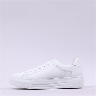 Gabor Camrose Basic Laced Trainer - White Leather