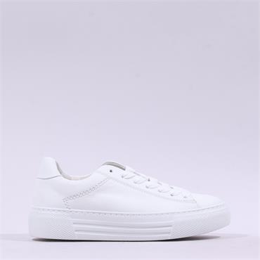Gabor Camrose Basic Laced Trainer - White Leather