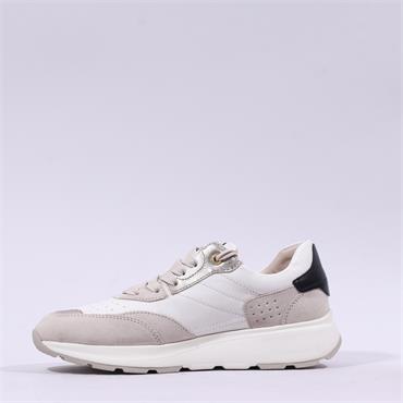 Gabor Keeper Laced Wedge Trainer - White Beige