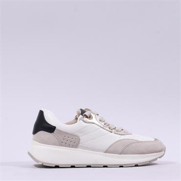 Gabor Keeper Laced Wedge Trainer - White Beige