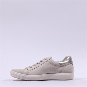 Ecco Women Soft 7 Side Zip Lace Trainer - Cashmere