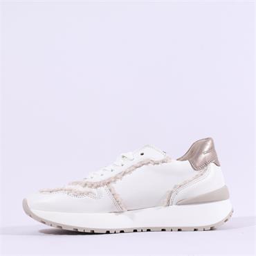 Gabor Surf Teddy Trim Trainer - White Beige