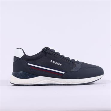S.Oliver Men Sidezip Lace Casual Trainer - Navy