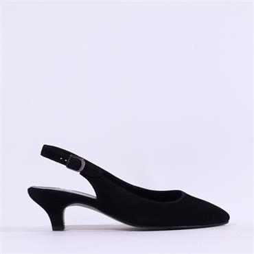 Gabor Editor Slingback Court Shoe - Black Suede