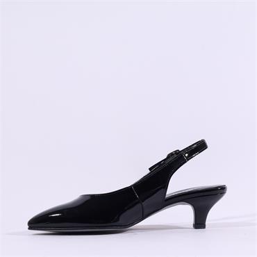 Gabor Editor Slingback Court Shoe - Black Patent