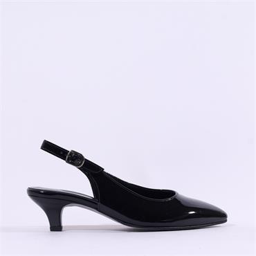 Gabor Editor Slingback Court Shoe - Black Patent