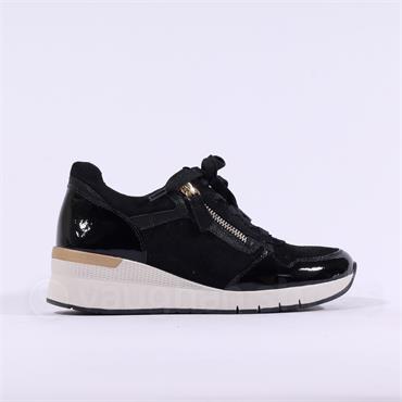 Gabor Louisina Wedge Sidezip Trainer - Black Patent Combi