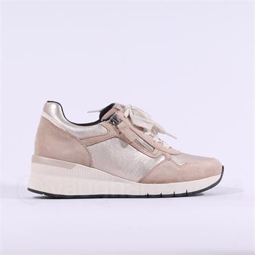 Gabor Louisina Wedge Sidezip Trainer - Beige Metallic