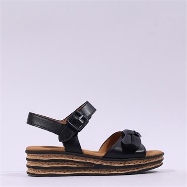 Gabor Affection Buckle Layered Sandal - Black Leather