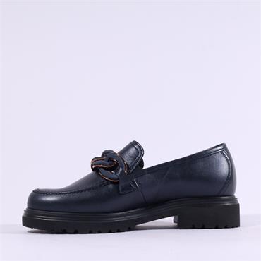 Gabor Florida Platform Slip On Loafer - Navy Leather