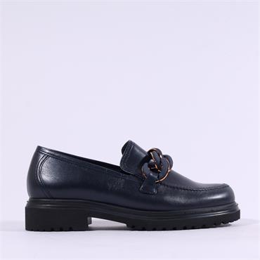Gabor Florida Platform Slip On Loafer - Navy Leather