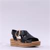 Gabor Auckland Layer Cross Wedge Sandal - Black Leather